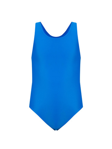 Синий спортивный купальник с фигурным вырезом