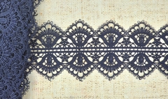 Кружево плетеное, ш. 10 см, тёмно-синий