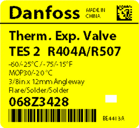 Корпус клапана Danfoss TS 2/TES 2 068Z3428 (R404A/R507, MOP 30) с термочувствительным элементом под отбортовку/под пайку