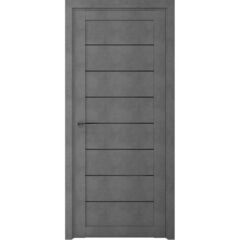 Купить Межкомнатная дверь экошпон Сеул бетон темный стекло черное