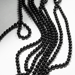 Шерл (черный турмалин) натуральный, бусины в форме шара, 6,4мм