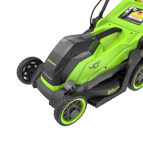 Газонокосилка аккумуляторная Greenworks GD40LM361, 40V, 36 см, бесщеточная, c 1хАКБ 4Ач и ЗУ (2520807UB)