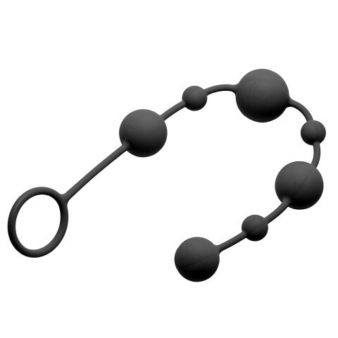 Анальные шарики Linger Graduated Anal Beads GreyGasms, черный, 35 см