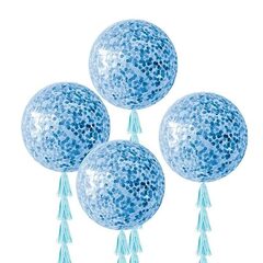Большой шар сфера с синим конфетти - 60 см