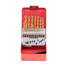 Набор сверл по металлу 1-10мм 19шт DIN338 HSS-G TiN 130° TL3000 (мет. кейс) Ruko 258214T(K)