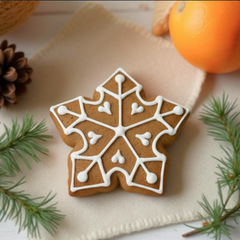 Новогодняя Снежинка бежевая пряник