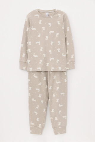 пижама  для девочки  К 1552/зайки на бежевом