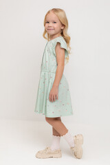 платье  для девочки  КР 5792/дымчатый нефрит,мини розочки