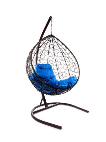 подвесное кресло-кокон КАПЛЯ (с ротангом) КОРИЧНЕВЫЙ КАРКАС