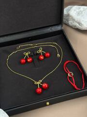 Серьги ювелирные ДВЕ ВИШНИ НА ВЕТОЧКЕ style by VALENTINO