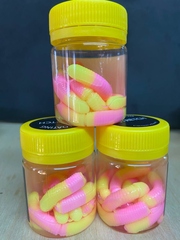 Форелевая силиконовая приманка COOL PLACE BUK FLOATING STRETCH цвет ТУТТИ-ФРУТТИ ( плавающая/ тянущаяся ) 65 мм/ 7 шт в банке.