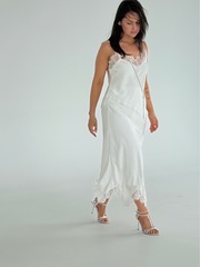 Шелковая юбка с кружевом белая