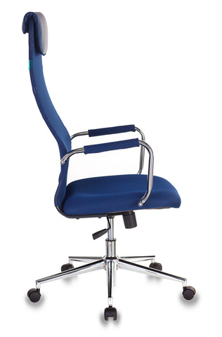 Кресло руководителя Бюрократ KB-9N синий TW-05N TW-10N сетка/ткань с подголов. крестовина металл хром Бюрократ