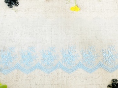 Вышивка на сетке, ш. 15 см, голубой