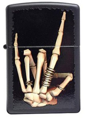 Зажигалка Zippo Heavy Metal Salute Skeleton 28438 Black Matte, латунь/сталь, черная, 36х12х56 мм | Wenger-Victorinox.Ru