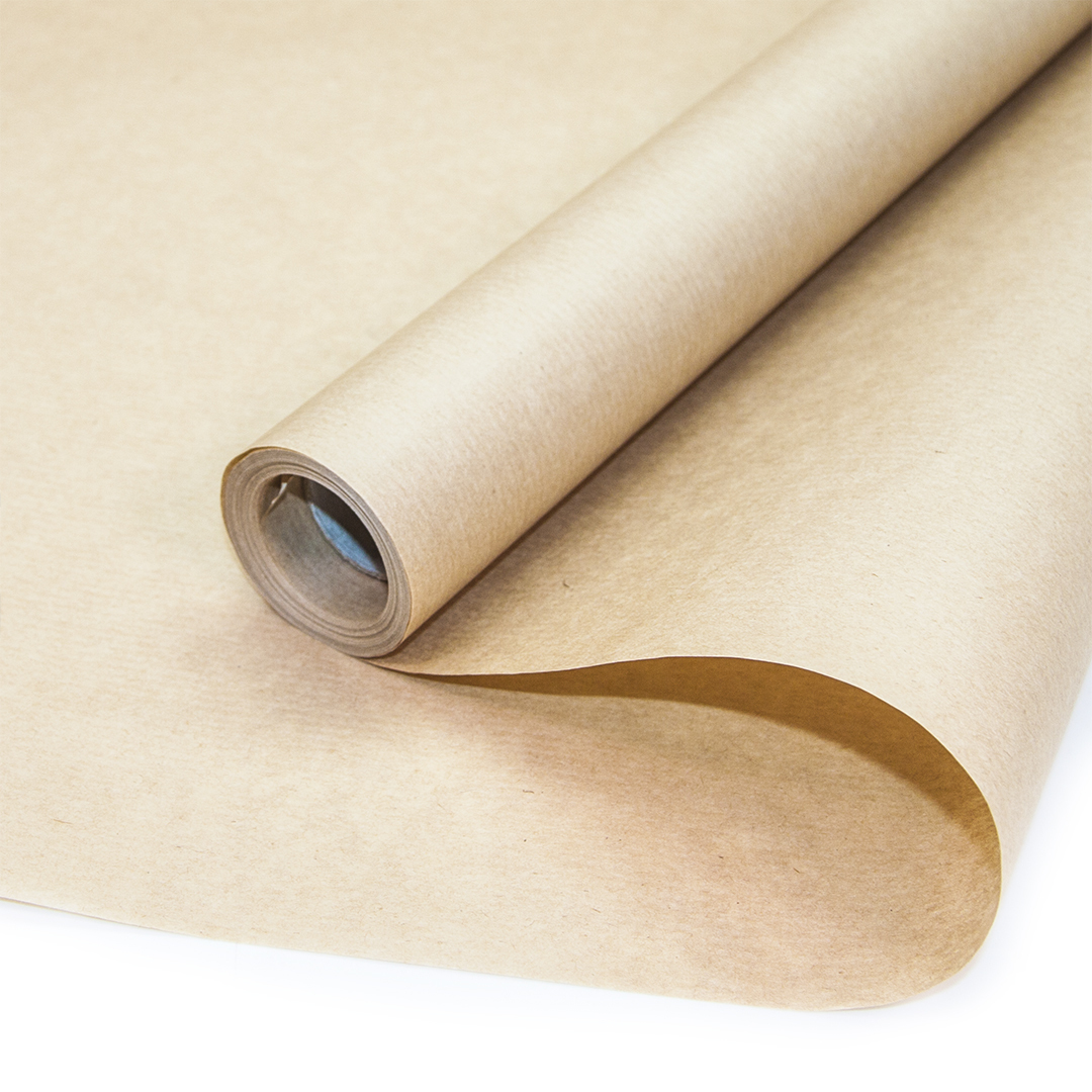 Упаковочная бумага крафт, Однотонный вержированный, Светло-коричневый, 40 г, 0,7*9,14 м