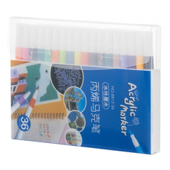 
          Маркер для скетчинга Basir, акриловый, на водной основе, белый корпус с цветным колпачком в цвет чернил, 36 шт