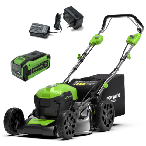 Газонокосилка аккумуляторная Greenworks GD40LM46SP, 40V, 46см, самоходная, бесщеточная, c 1хАКБ 8 Ач и ЗУ (2506807UH)