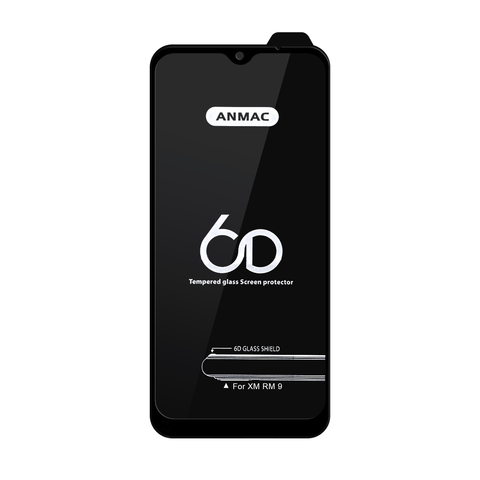Защитное стекло 6D на весь экран ANMAC для Xiaomi Redmi 9 (Черная рамка)