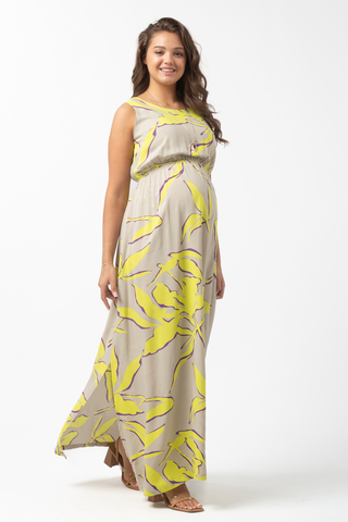 Платье для беременных 15835 серо-желтый