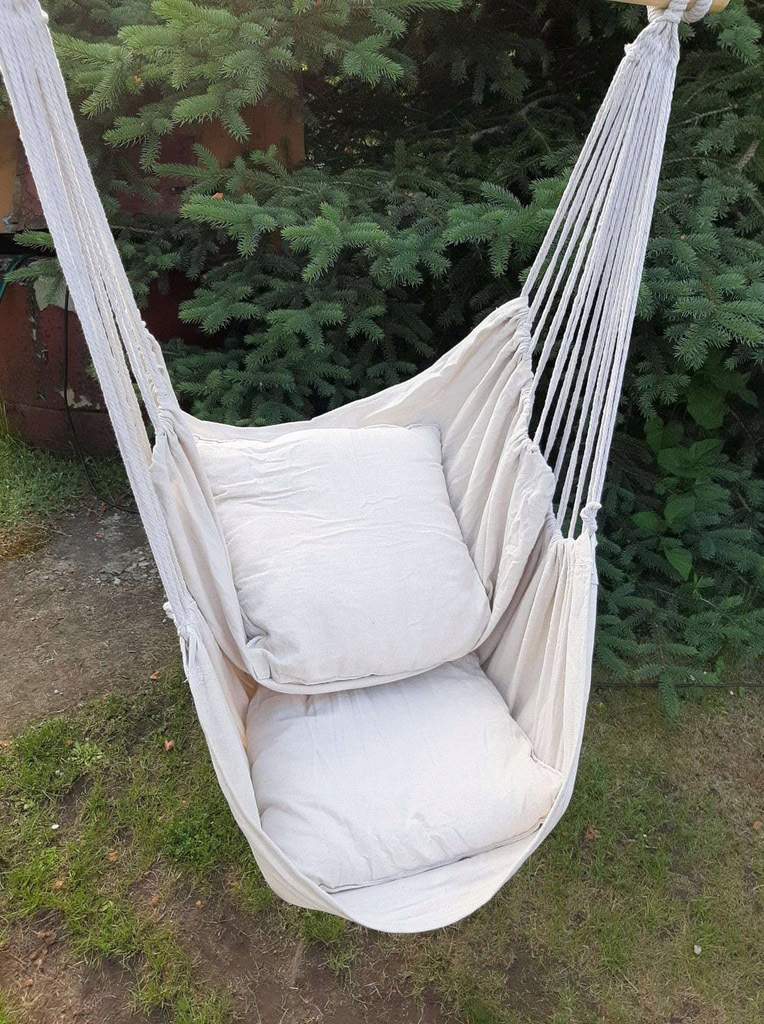 Skully cotton swing chair 130 100 with pillows white