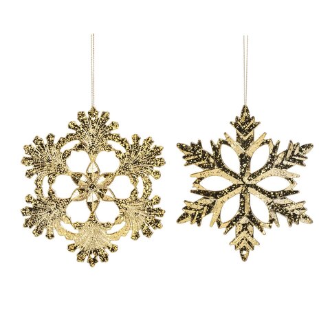 Набор елочных игрушек Снежинка золотая 2шт 13см Goodwill M&G