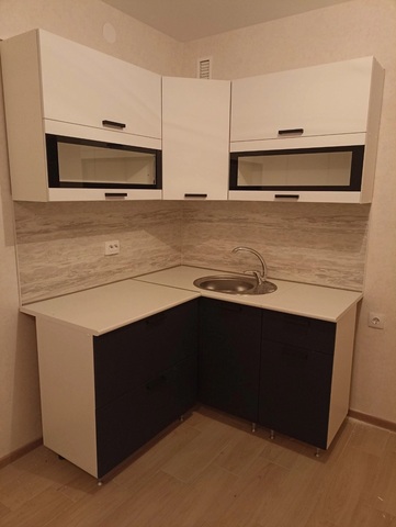 Кухня Техно 1.4 на 1.4 м компоновка №2 пудра софт / ультрамарин софт