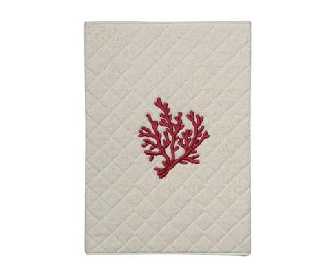 Коврик для ванной 60х90 Old Florence Corallo бежевый с лиловой вышивкой