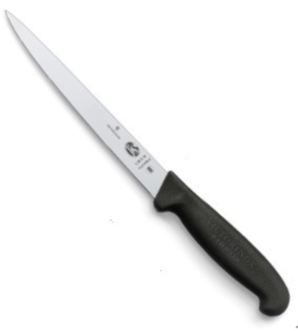 Нож Victorinox филейный рыбный, лезвие 18 см, черный