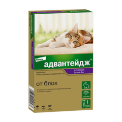 Адвантейдж капли на холку для кошек весом более 4 кг от блох, 1 пипетка