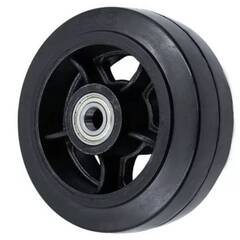 Колесо большегрузное, чугунный обод, литая черная резина DL 200 (ось 20 мм)