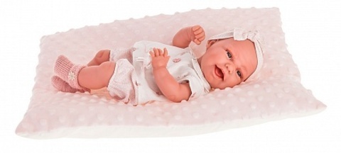 Munecas Antonio Juan Кукла-младенец Глория на розовой подушке, 33 см (6028P)