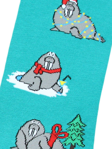 Носки с моржом новогодним