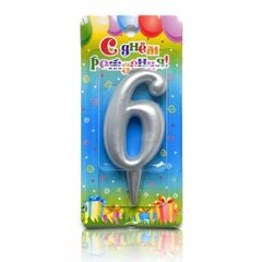 Свеча-цифра "6" Серебро
