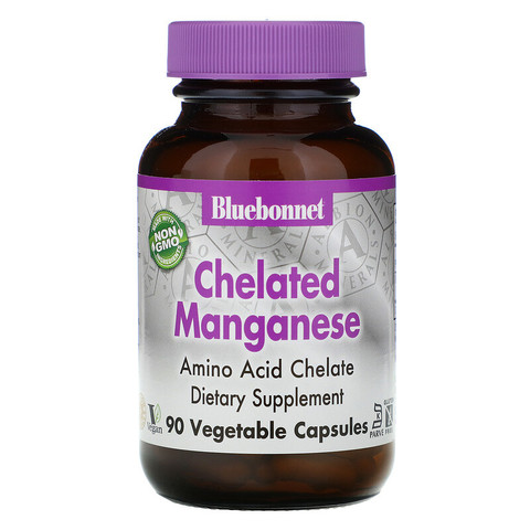 Bluebonnet Nutrition, Хелатированный марганец, 90 капсул