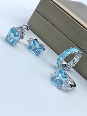 20458- Кольцо из серебра с квадратным голубым(цвет топаз) кварцем