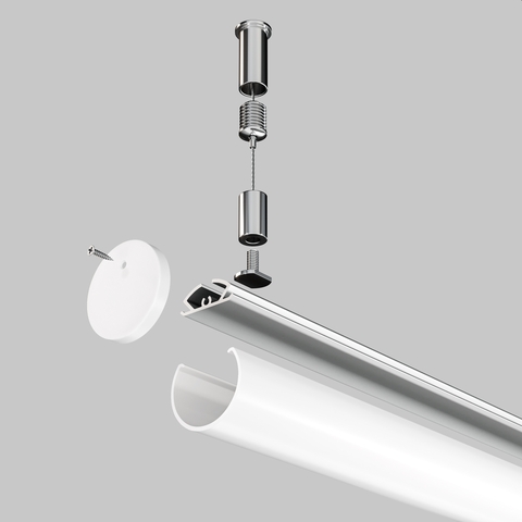 Алюминиевый профиль Maytoni подвесной D30 (Серебро, 2 м), ALM-D30-S-2M