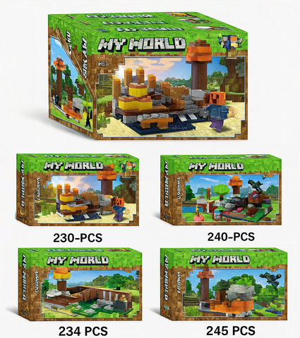 Конструктор Мой Мир - Заброшенные шахты 4 вида 230-245 дет, в уп 4шт. Цена за шт.