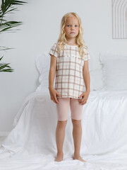 пижама  для девочки  К 1643/дымчатая роза,шотландская клетка