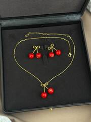 Серьги ювелирные ДВЕ ВИШНИ НА ВЕТОЧКЕ style by VALENTINO