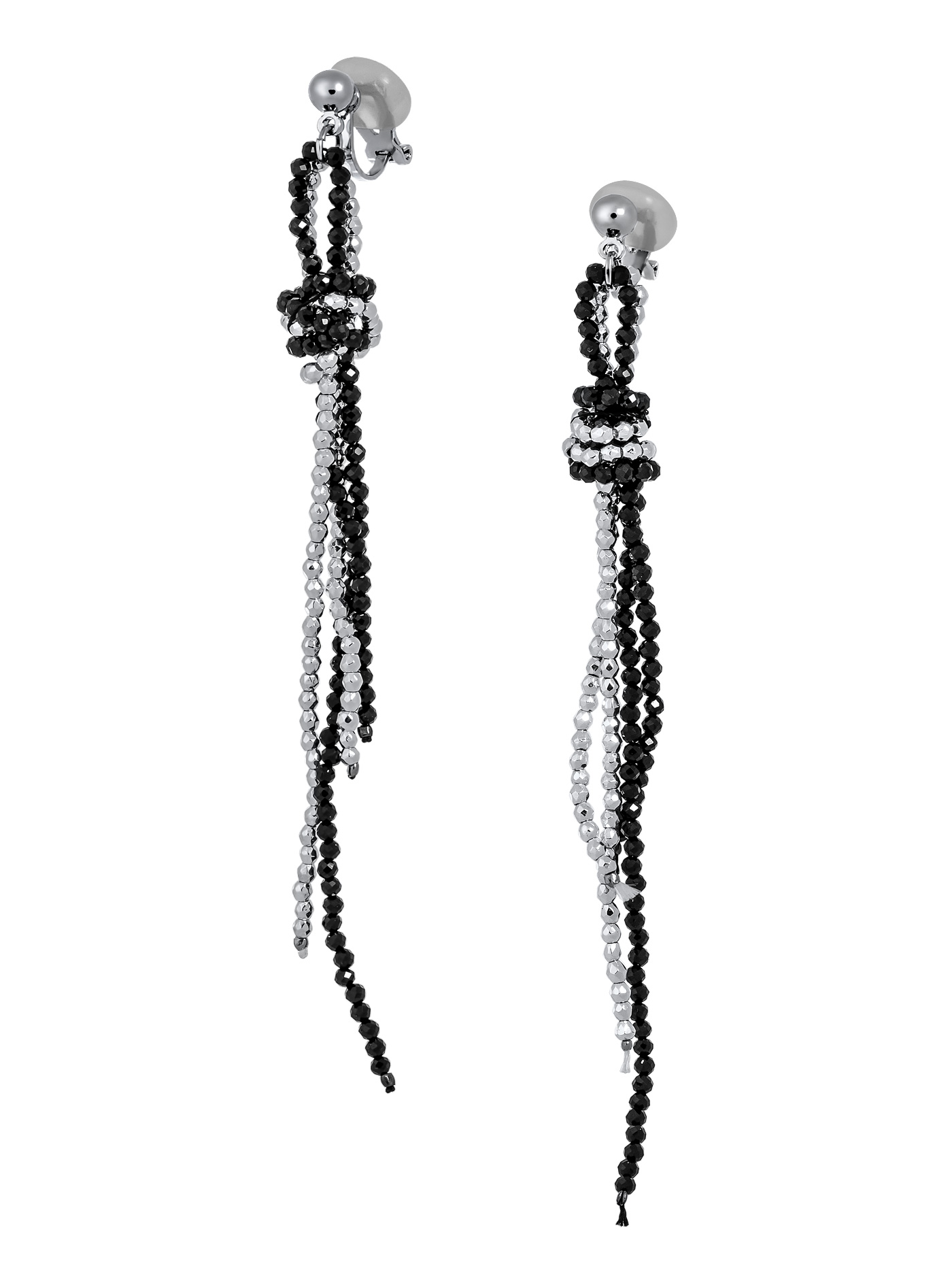 Серьги клипсы на уши с натуральной шпинелью и гематитом