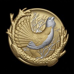 Силиконовый молд Глухарь (медальон) № 0483