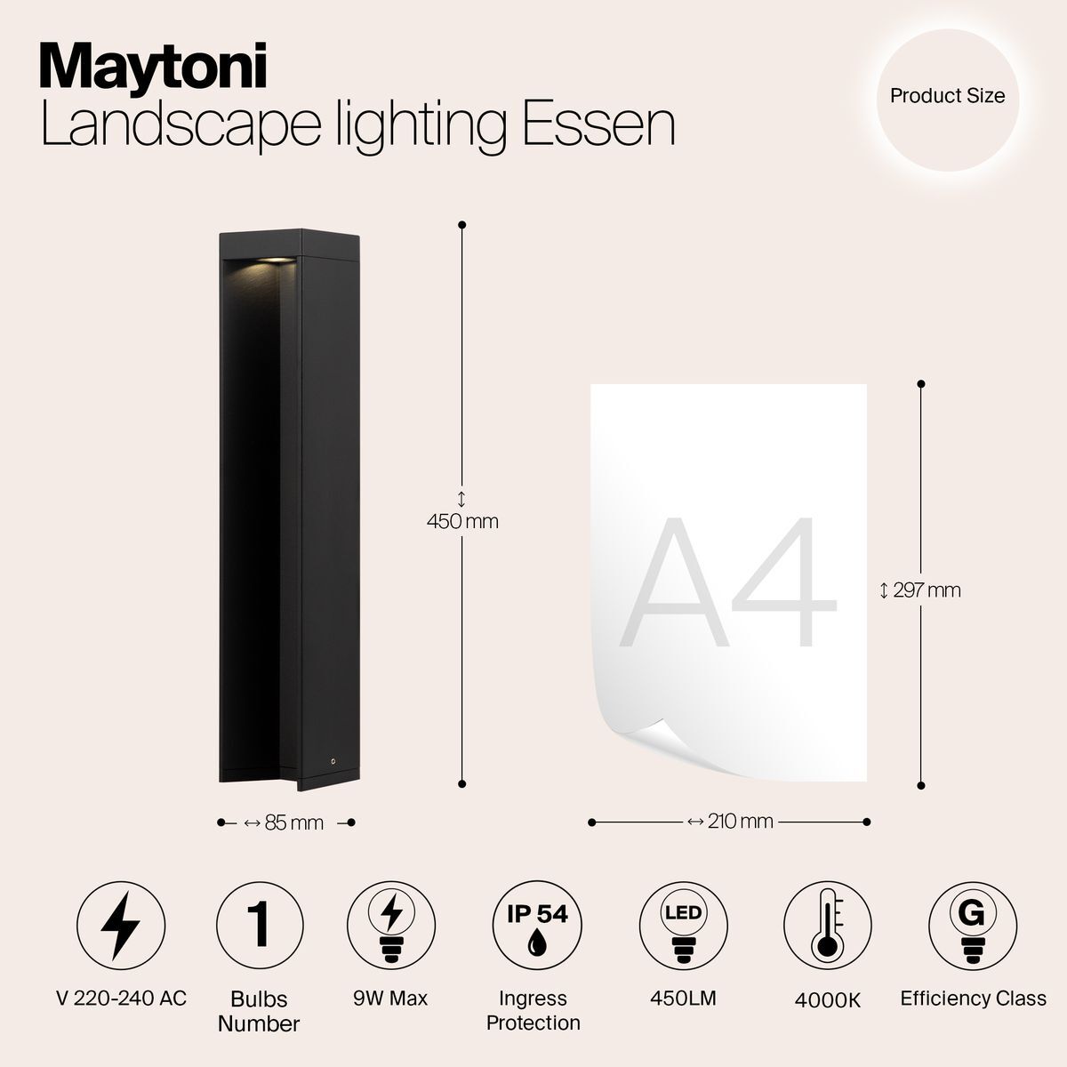 Уличный светодиодный светильник Maytoni Essen O596FL-L9B4K