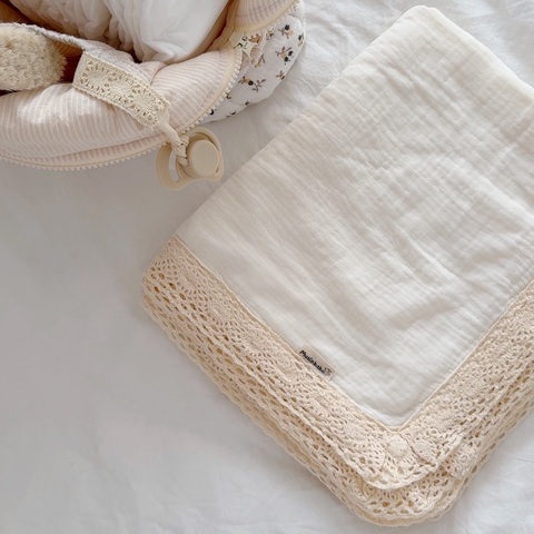 Пеленка муслин с кружевом "Айвори"
