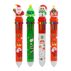 
          Ручка шариковая, автоматическая, 10в1, Basir, серия "Новогодние", 10-ти цветная, с резиновой фигуркой, 36 шт