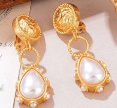 56437- Серьги с подвесками каплями в позолоте, итальянский винтаж