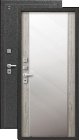 Термодверь входная Центурион Т-6/1 (2025) зеркало, 2 замка, 1,2 мм металл, (серебро антик+полярный дуб)