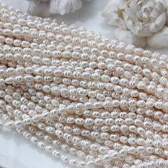 Жемчуг натуральный речной, рис, 4,8-6,8 мм, 1 нить, Ж022