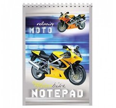 БЛОКНОТ А7 40Л. НА ГРЕБНЕ МОТОЦИКЛЫ ОБЛ.-МЕЛОВ. КАРТОН, БЛОК-ОФС,В КЛЕТКУ