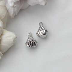 Подвеска Капкейк с фианитами 14*10 мм, родий, П333